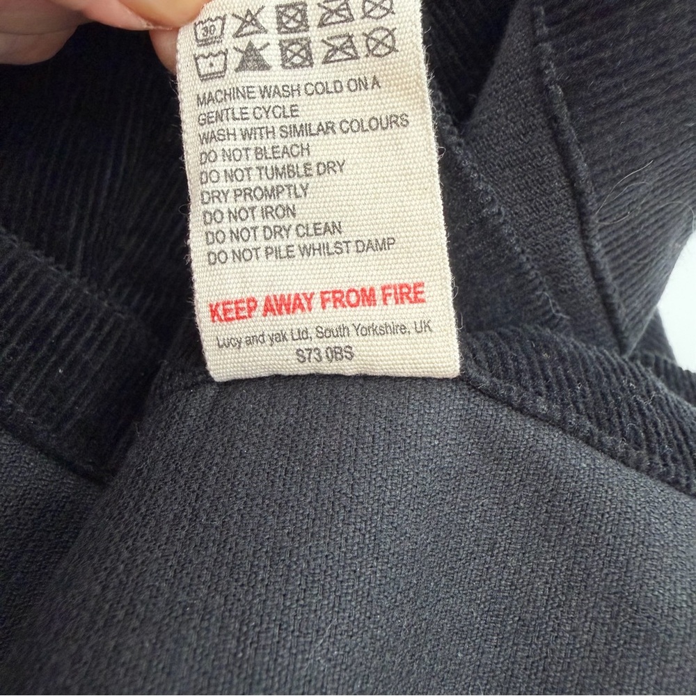 Lucy And Yak Black Mini Pini Organic Corduroy Pinafore Dress US 18 - Picture 7 of 7